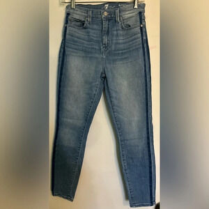 7 for all mankind Womens Sz 27 High Waist Ankle Skinny jean stripe stretch
